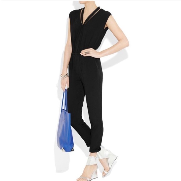 Sandro Black Crepe Jumpsuit with Pockets! - Picture 2 of 11